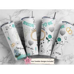 bridal 20 oz skinny tumbler sublimation design bride to be