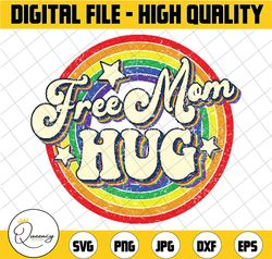 free mom hugs vintage rainbow lgbt pride month mother's day svg, rainbow heart, pride mom svg, rainbow pride svg, mother