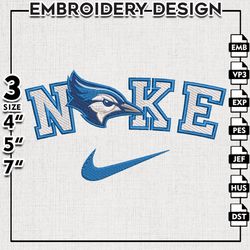 Nike Creighton Bluejays Embroidery Designs, NCAA Embroidery Files, Creighton Bluejays Machine Embroidery Files
