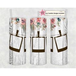 20oz skinny tumbler family photo floral sublimation design