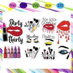 10x make up bundle svg, mascara svg, makeup brush svg, lipsticksvg, files for silhouette, files for cricut, svg, dxf, ep
