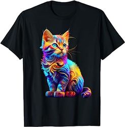 cute cat for kitten lovers colorful art kitty adoption t-shirt