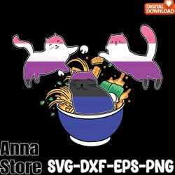 cats in ramen anime food lgbtq svg,lgbt day svg,lesbian svg , gay svg, bisexual svg, transgender svg, queer svg,pride sv