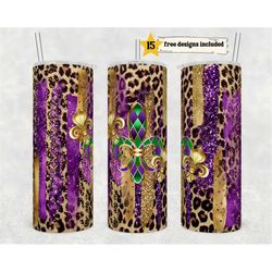 purple gold glitter brushstrokes, fleur de lis mardi gras