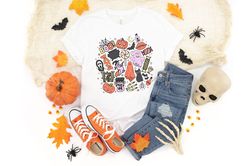 cute halloween theme shirt for women, halloween t-shirts, cute teacher halloween t-shirts, mom halloween t-shirts, fall