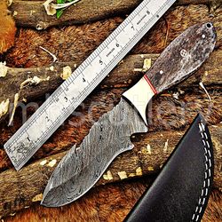 custom handmade damascus steel hunting skinner knife with bone handle. sk-50