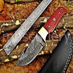 custom handmade damascus steel hunting skinner knife with micarta sheet handle. sk-52