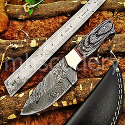 custom handmade damascus steel hunting skinner knife with dollar sheet handle. sk-53