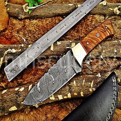 custom handmade damascus steel hunting skinner knife with wood handle. sk-58