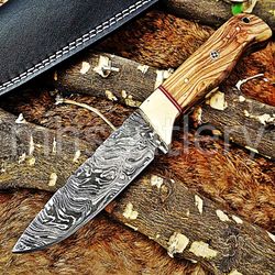 custom handmade damascus steel hunting skinner knife with dollar sheet handle. sk-61