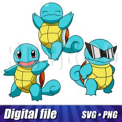 squirtle bundle svg png image, squirtle cricut print file, squirtle sticker pack, cricut pokemon, squirtle glasses print