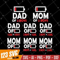 dad mom of 2 boys fathers day svg – mothers day matching family bundle svg png eps dxf pdf, cricut file