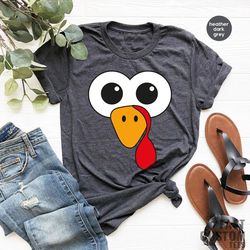 funny thanksgiving t-shirt, cute turkey fall thanksgiving shirt, little turkey shirt, turkey face shirts, family matchin