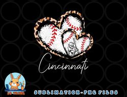 vintage cincinnati baseball leopard heart baseball fans png, digital download copy