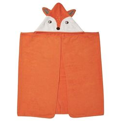 brummig towel with hood, fox shaped/orange, 28x55 "