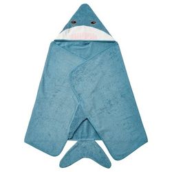 blavingad towel with hood, shark-shaped/blue-gray, 28x55 "