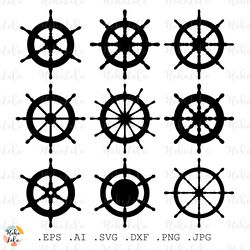 ship steering wheel svg, ship wheel silhouette, ship wheel templates dxf, ship wheel png, cricut svg, ship wheel stencil