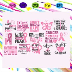 breast cancer bundle svg, breast cancer, breast cancer svg, cancer awareness, cancer ribbon svg, breast cancer ribbon, b