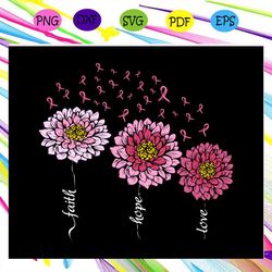 faith hope love pink daisy flower breast cancer awareness, breast cancer, breast cancer svg, cancer awareness, cancer ri