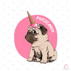 adorable bulldog puppy pug ice cream svg, trending svg, pugicorn svg, animal svg, pet svg, dog svg, puppy svg, unicorn s