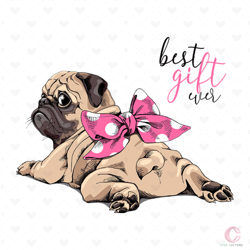 adorable beige puppy pug pink polka svg, trending svg, animal svg, best gift ever svg, puppy svg, bulldog svg, cute dog