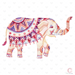 watercolor elephant in bohemian style svg, trending svg, animal svg, elephant svg, bohemian style svg, elephant gift, el