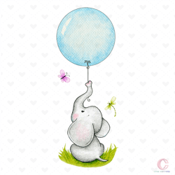 small elephant with blue balloon svg, trending svg, animal svg, cute elephant svg, small elephant svg, balloon svg, blue