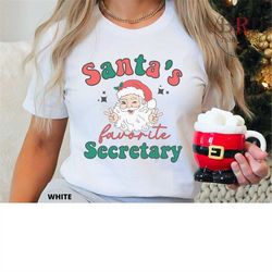 santa's favorite secretary, secretary christmas shirt, office christmas t-shirt, office team christmas, school office ch