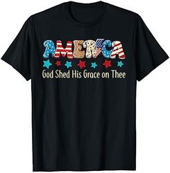 groovy america god shed his grace on thee tee 4th of july t-shirt