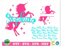 unicorn split monogram & unicorn font with tails | unicorn monogram svg, unicorn font svg cricut, unicorn name font svg