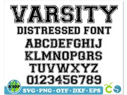 varsity distressed font svg | otf | png, sport distressed font svg, college distressed font svg, college font cricut