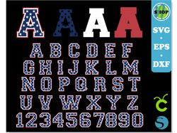 varsity college sport layered font usa flag svg png | varsity font svg, sport font svg, college font, 4th of july svg