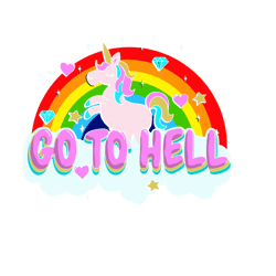 go to hell sticker, fake unicorn sticker svg