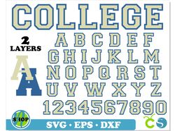 college vintage layered font svg cricut | college font svg png, varsity font png, sport font svg, varsity letters svg