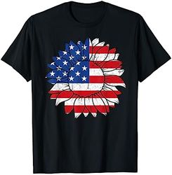 4th of july sunflower flag usa american patriotic t-shirt