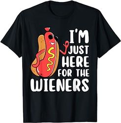 i'm just here for the wieners funny hot dog foodies lover t-shirt