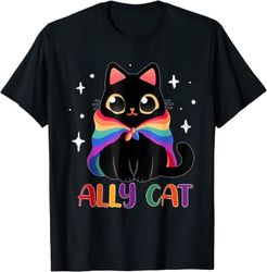 ally cat lgbt gay rainbow pride flag funny cat lover t-shirt