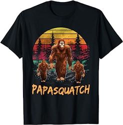 papa squatch retro bigfoot dad sasquatch yeti fathers day t-shirt