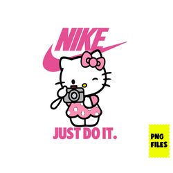 hello kitty swoosh png, hello kitty nike png, just do it png, nike logo png, cartoon png, hello kitty png digital file