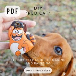 pdf "diy" step-by-step tutorial and pattern for creating a textile "red cat" with a pleasant coffee aroma.