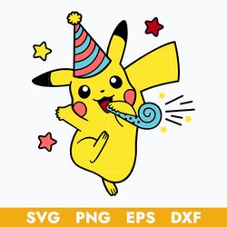 pikachu birthday svg, pikachu svg, pokemon svg, png dxf eps digital file