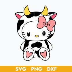 cow hello kitty svg, hello kitty svg, kitty cat svg, cartoon svg, png dxf digital file