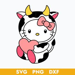 cow hello kitty heart svg, hello kitty svg, kitty cat svg, cartoon svg, png dxf digital file