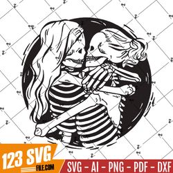 aesthetic skeleton lesbian couple svg – lgbtq pride month lgbt gift svg png eps dxf pdf, cricut file