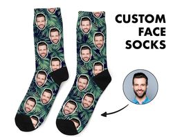 crazy face socks, custom photo socks, face on socks, personalized socks, tropical picture socks, funny gift for her, him