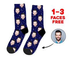 custom face socks, space custom photo socks, face on socks, star personalized socks space picture socks, funny gift for