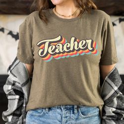 teacher shirt retro rainbow design, teacher shirt, retro teacher shirt, retro rainbow shirt