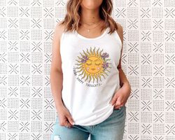 think happy thoughts, sunflower tee tank top, wildflower tank, wild flowers shirt, floral tank, gift for women, ladies t