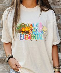 disney elemental friends 2023 comfort shirt, elemental characters shirt, ember wade clod grale shirt, fire boy water