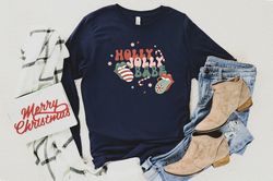 Holly Jolly Babe Sweatshirt, Retro Christmas Long Sleeve, Womens Christmas Crewneck, Cute Vintage Long Sleeve Shirt, Chr